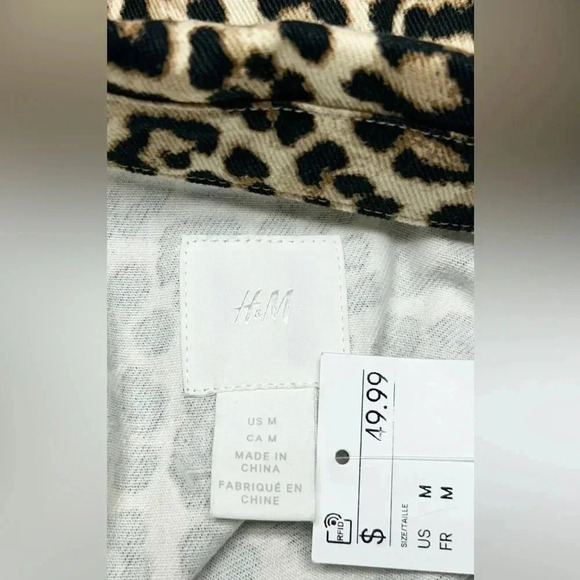 H&M Women’s Oversized Shirt Jacket Shacket Leopard Print Size Medium NWT - Picture 8 of 11